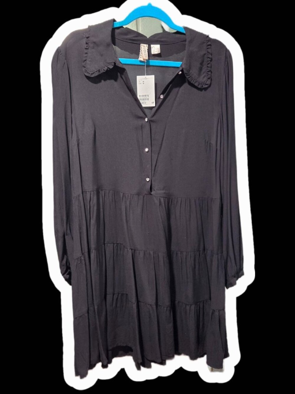 H&M drop-waist shirt-dress black midi